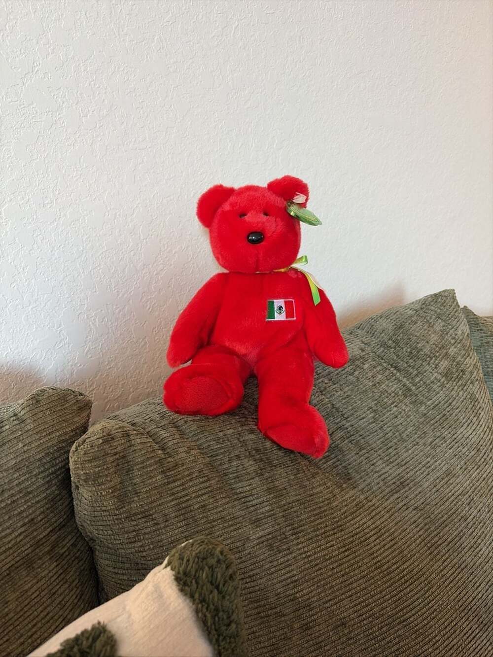 Ty Beanie Buddy Osito Red Bear with Mexico Flag